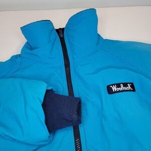 Vintage 90s Woolrich‎ Men's L Fleece Lined Full Zip Hiking Jacket Coat Blue